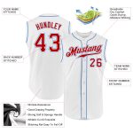 Custom Team Baseball Jersey with Personalized Name and Number - Authentic Sleeveless Design in White Red Light Blue Personalized