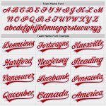 Personalized Unisex Softball Jersey in White Red-Light Blue, Two-Button Design Personalized White Red-Light Blue Two-Button