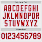Personalized Unisex Softball Jersey in White Red-Light Blue, Two-Button Design Personalized White Red-Light Blue Two-Button