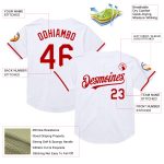 Custom Name Number Authentic Throwback Baseball Jersey - Personalized White Red Mesh Team Jersey Personalized White Red Mesh