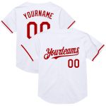 Custom Name Number Authentic Throwback Baseball Jersey - Personalized White Red Mesh Team Jersey Personalized White Red Mesh