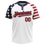 Custom American Flag Softball Jersey Unisex 3D Fashion Team Name & Number Personalized Red-Navy Two-Button Personalized White