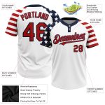 Custom American Flag Softball Jersey Unisex 3D Fashion Team Name & Number Personalized Red-Navy Two-Button Personalized White