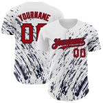 Customizable 3D Pattern Baseball Jersey with Name and Number - Personalized Red-Navy Abstract Splash Design Personalized
