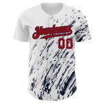 Customizable 3D Pattern Baseball Jersey with Name and Number - Personalized Red-Navy Abstract Splash Design Personalized