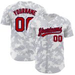 Custom Name Number Authentic Baseball Jersey with 3D Curve Lines Pattern in White Red-Navy - Personalized Team Apparel Personalized