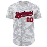 Custom Name Number Authentic Baseball Jersey with 3D Curve Lines Pattern in White Red-Navy - Personalized Team Apparel Personalized