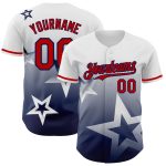 Custom Name and Number Twinkle Star 3D Pattern Baseball Jersey - Personalized White Red Navy Gradient Design Personalized
