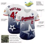 Custom Name and Number Twinkle Star 3D Pattern Baseball Jersey - Personalized White Red Navy Gradient Design Personalized