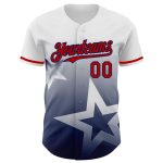 Custom Name and Number Twinkle Star 3D Pattern Baseball Jersey - Personalized White Red Navy Gradient Design Personalized