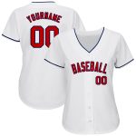 Personalized Baseball Jersey - White Red Navy Authentic Sports Apparel Personalized White Red-Navy Authentic Baseball Jersey