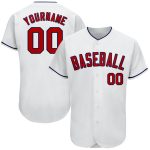 Personalized Baseball Jersey - White Red Navy Authentic Sports Apparel Personalized White Red-Navy Authentic Baseball Jersey