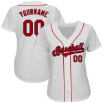 Custom Name and Number Authentic Baseball Jersey - Personalized White Red-Navy Team Jersey Personalized White Red-Navy Authentic