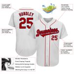 Custom Name and Number Authentic Baseball Jersey - Personalized White Red-Navy Team Jersey Personalized White Red-Navy Authentic