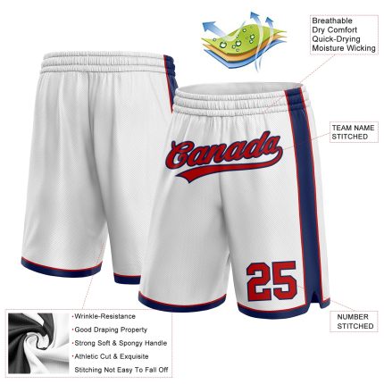 Custom Team Name Number Authentic Basketball Shorts Red Navy White Personalization Personalized White Red-Navy Authentic