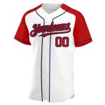 Custom Name Number Personalized Baseball Jersey White Red-Navy Authentic Raglan Sleeves Team Apparel Personalized White Red-Navy