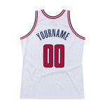 Custom Name and Number Personalized Red-Navy Authentic Basketball Jersey - Throwback Style Personalized White Red-Navy Authentic