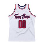 Custom Name and Number Personalized Red-Navy Authentic Basketball Jersey - Throwback Style Personalized White Red-Navy Authentic
