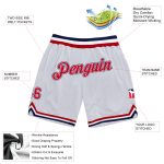 Custom Name Number Basketball Shorts - Personalized Authentic Red-Navy Throwback Style Personalized White Red-Navy Authentic