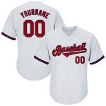 Personalized Red Navy Authentic Throwback Rib-Knit Baseball Jersey Shirt Personalized White Red-Navy Authentic Throwback