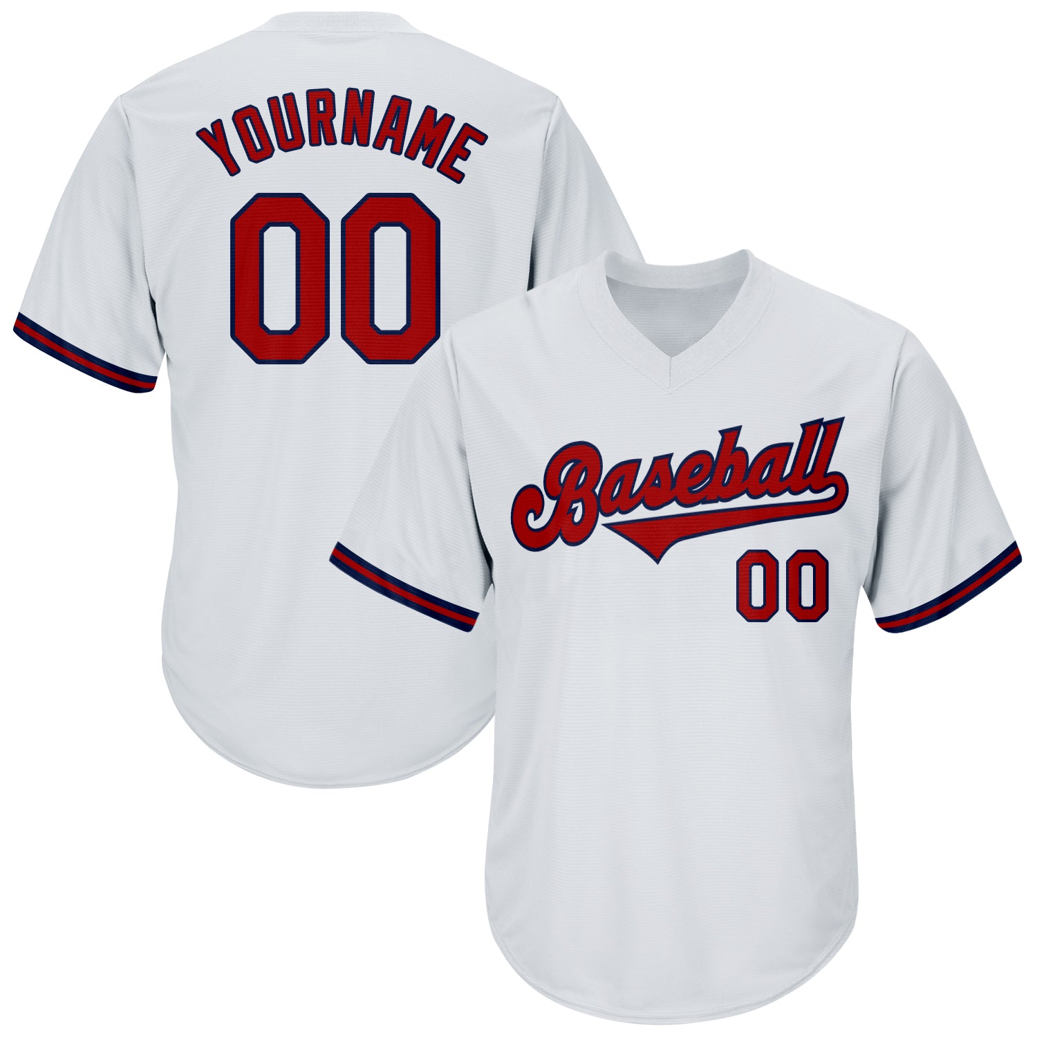 Personalized Red Navy Authentic Throwback Rib-Knit Baseball Jersey Shirt Personalized White Red-Navy Authentic Throwback