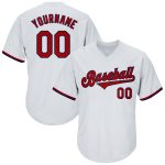 Customizable Red-Navy Authentic Throwback Baseball Jersey Shirt with Personalized Name & Number, Rib-Knit Design Personalized