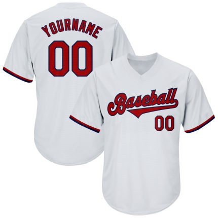 Customizable Red-Navy Authentic Throwback Baseball Jersey Shirt with Personalized Name & Number, Rib-Knit Design Personalized