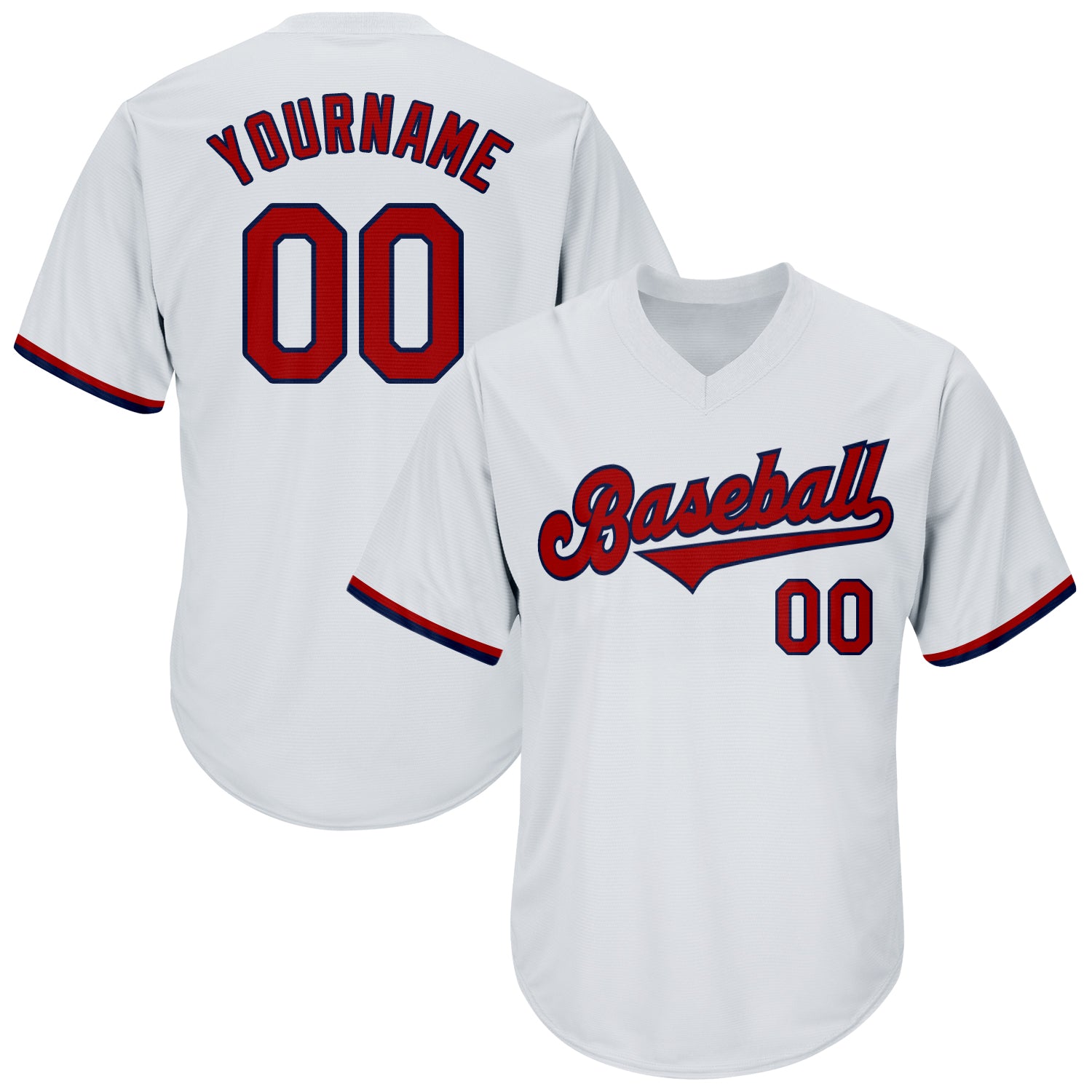 Customizable Red-Navy Authentic Throwback Baseball Jersey Shirt with Personalized Name & Number, Rib-Knit Design Personalized