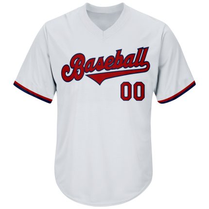 Customizable Red-Navy Authentic Throwback Baseball Jersey Shirt with Personalized Name & Number, Rib-Knit Design Personalized
