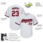 Personalized Red Navy Authentic Throwback Rib-Knit Baseball Jersey Shirt Personalized White Red-Navy Authentic Throwback