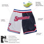 Custom Team Basketball Shorts - Personalized Red Navy Authentic Throwback Style with Name and Number Personalized White Red-Navy