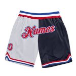 Custom Team Basketball Shorts - Personalized Red Navy Authentic Throwback Style with Name and Number Personalized White Red-Navy