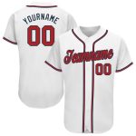Personalized Red-Navy Baseball Jersey - Custom White Team Jersey for Men and Women Personalized White Red-Navy Baseball Jersey