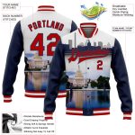 Custom 3D Bomber Varsity Letterman Jacket with Personalized Name & Number - White Red Navy Capitol Washington City Edition