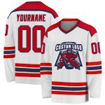 Customizable Red and Navy Hockey Jersey - Personalized Sports Apparel Personalized White Red-Navy Hockey Jersey