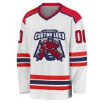 Customizable Red and Navy Hockey Jersey - Personalized Sports Apparel Personalized White Red-Navy Hockey Jersey