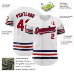 Custom Authentic Baseball Jersey - Personalized Team Name & Number, White with Red-Navy Line Personalized White Red-Navy