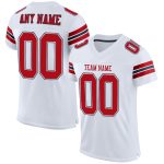 Custom Team Football Jersey - Personalized Authentic White Red-Navy Mesh with Name and Number Personalized White Red-Navy