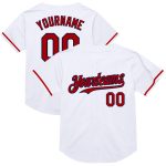 Custom Team Baseball Jersey Personalized Mesh Authentic Throwback Red Navy with Name and Number Personalized White Red-Navy