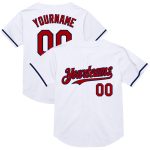 Personalized Red-Navy Mesh Throwback Baseball Jersey - Authentic Custom Jersey Personalized White Red-Navy Mesh Authentic