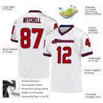 Custom Name and Number Personalized Authentic Football Jersey - White Red-Navy Mesh Team Jersey Personalized White Red-Navy