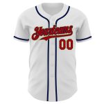 Custom Name and Number Personalized Authentic Baseball Jersey - White Red Navy Old Gold Personalized White Red Navy-Old Gold