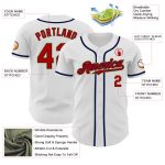 Custom Name and Number Personalized Authentic Baseball Jersey - White Red Navy Old Gold Personalized White Red Navy-Old Gold