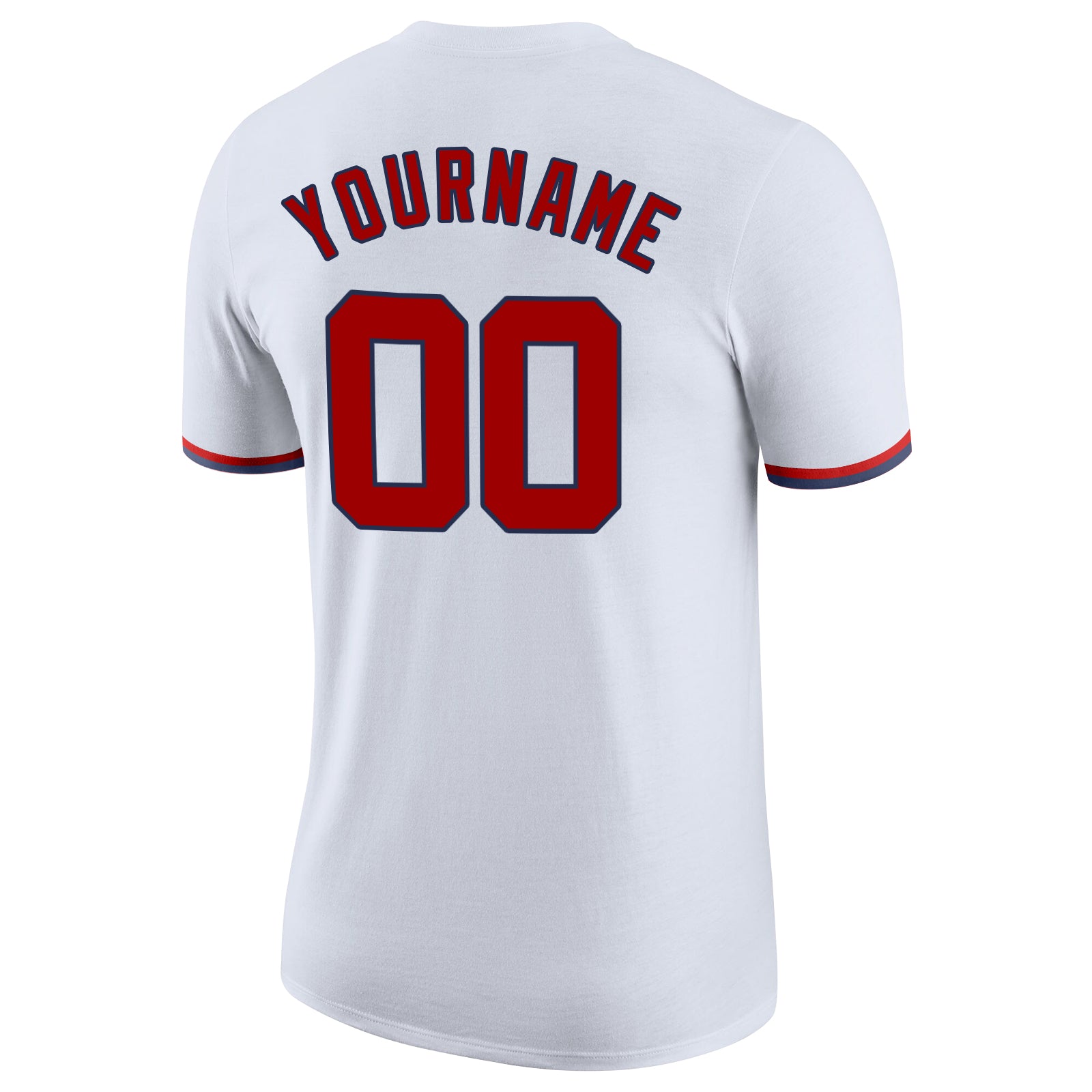 Personalized White Red-Navy Performance T-Shirt Personalized Red-Navy Performance T-Shirt for Men - Custom Fitness Tee Personalized White Red-Navy Performance T-Shirt - Image 6