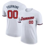 Custom Team Performance T-Shirt with Personalized Name and Number - White Red-Navy Personalized White Red-Navy Performance