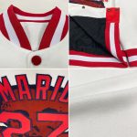 Custom Name Number Personalized 3D Skull Varsity Letterman Jacket - White Red-Navy Bomber Fashion Jacket Personalized White