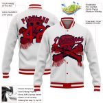Custom Name Number Personalized 3D Skull Varsity Letterman Jacket - White Red-Navy Bomber Fashion Jacket Personalized White