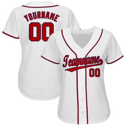 Custom Softball Jersey Personalized with Name & Number - White, Red-Navy Team Design Personalized White Red-Navy Softball