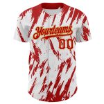 Custom Name and Number Personalized 3D Pattern Baseball Jersey - White Red Gold Sharp Design Personalized White Red-Old Gold