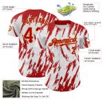Custom Name and Number Personalized 3D Pattern Baseball Jersey - White Red Gold Sharp Design Personalized White Red-Old Gold